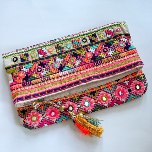 Star Mela Handbags - Star Mela Embellished Foldover Clutch